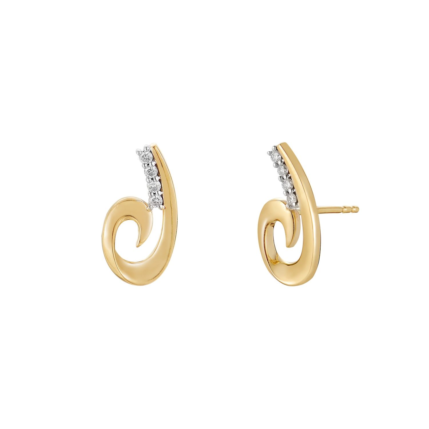 14K White Gold 14K Yellow Gold Natural Diamond  Stud Earrings MZ71904, Colour: 14KW+14KY