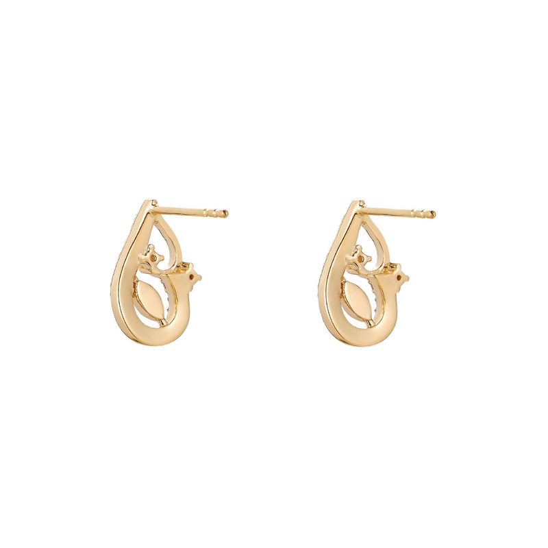 14K Yellow Gold Round Natural Diamond  Stud Earrings MZ10204