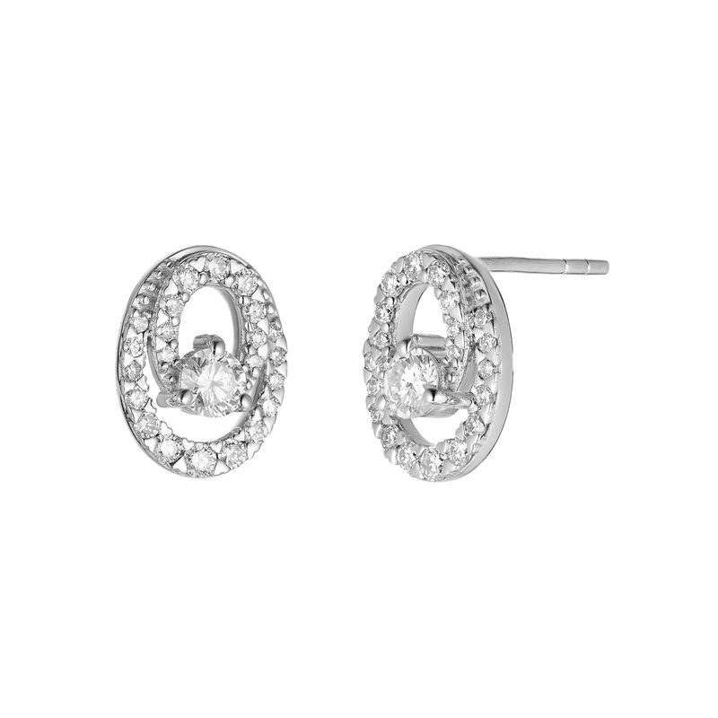 14K White Gold Round Natural Diamond  Stud Earrings MZ9796
