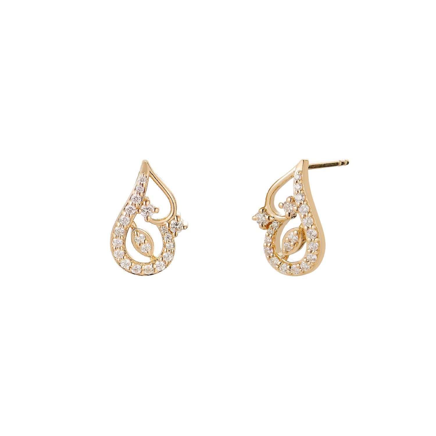 14K Yellow Gold Round Natural Diamond  Stud Earrings MZ10204