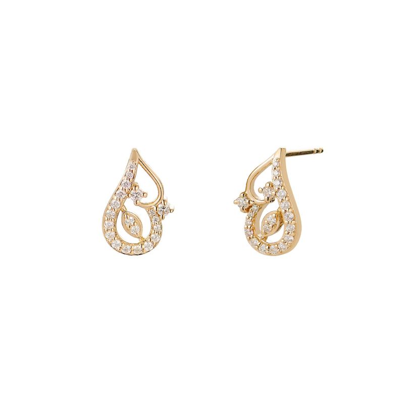 14K Yellow Gold Round Natural Diamond  Stud Earrings MZ10204