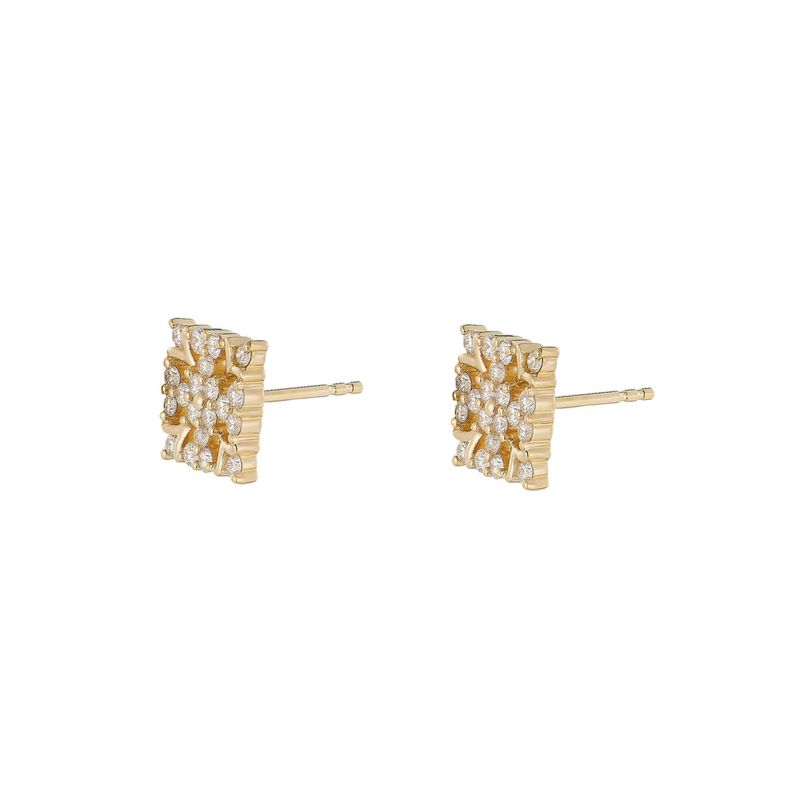 14K Yellow Gold Natural Diamond  Round Stud Earrings MZ10354