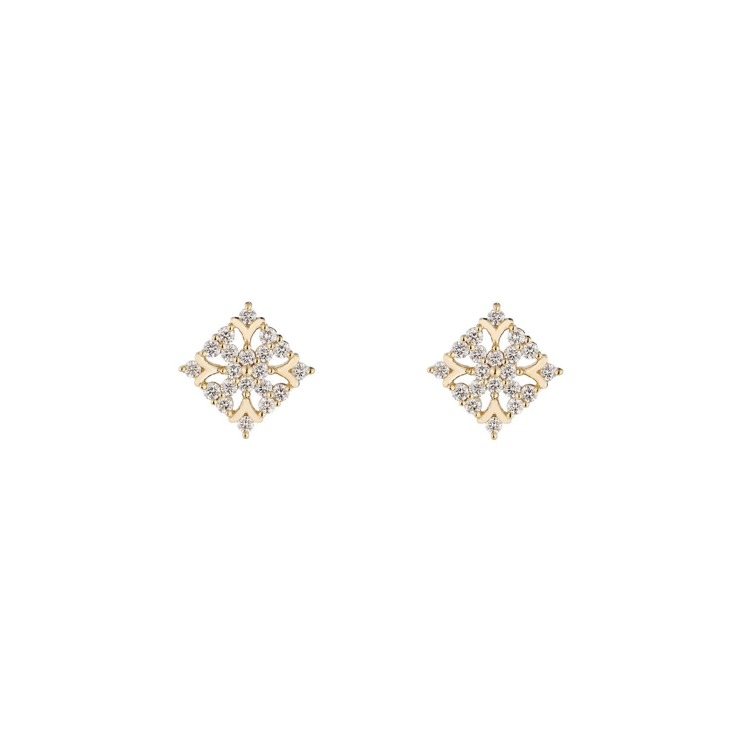 14K Yellow Gold Natural Diamond  Round Stud Earrings MZ10354