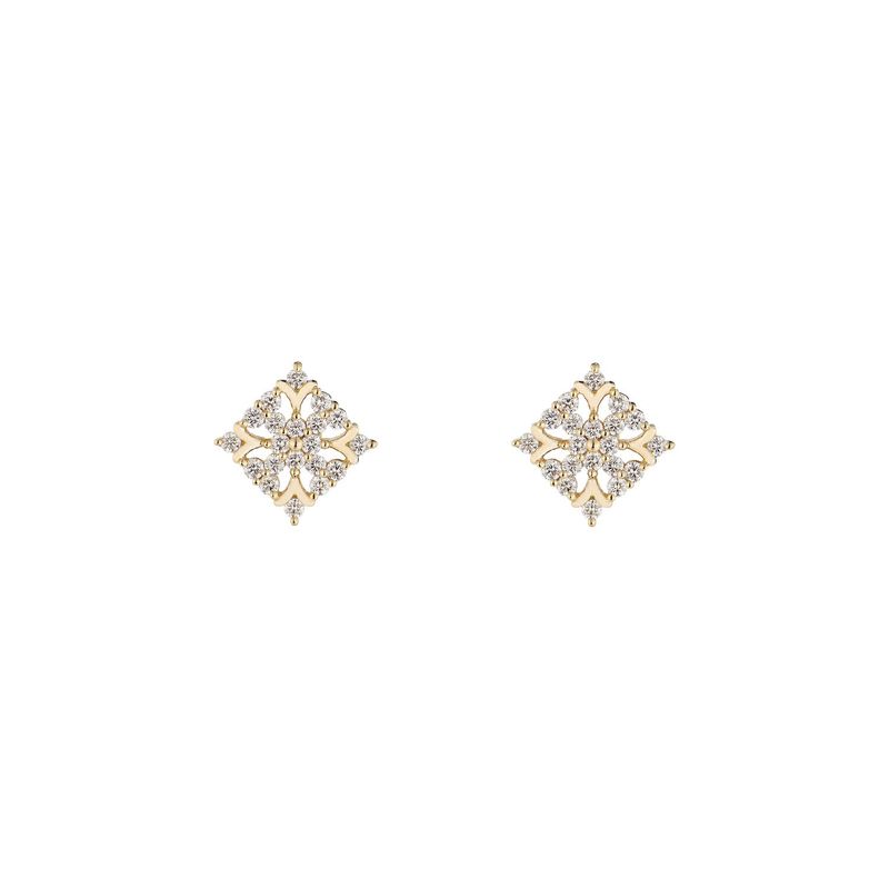 14K Yellow Gold Natural Diamond  Round Stud Earrings MZ10354