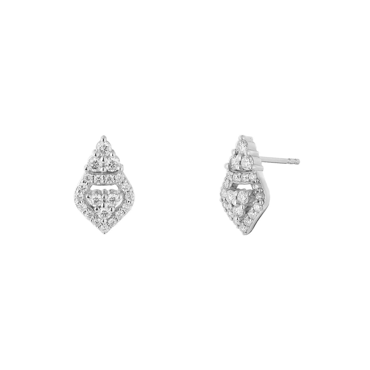 14K White/Yellow Gold Natural Diamond  Round Stud Earrings MZ10350, Colour: 14KWhite