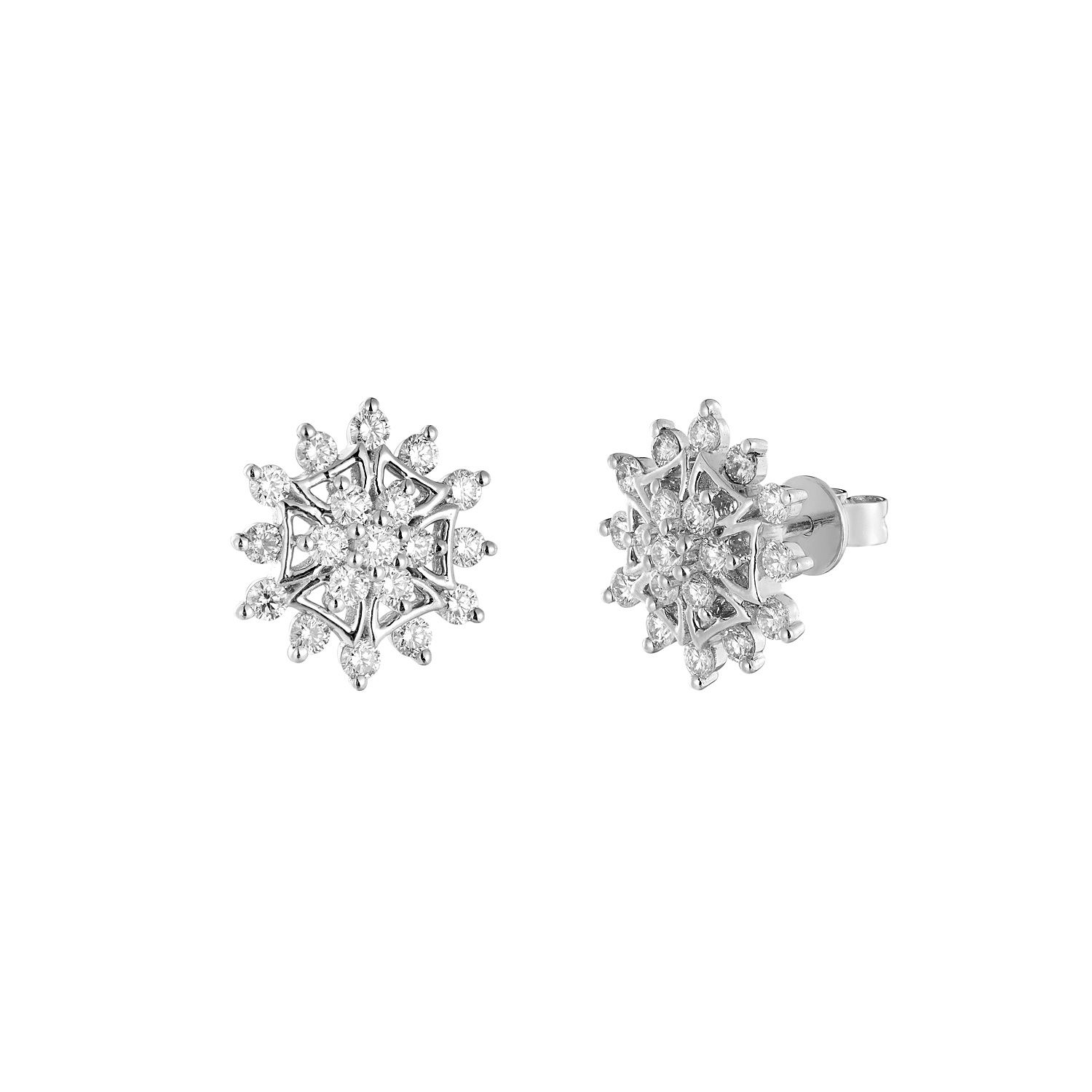 14K White/Yellow Gold Natural Diamond  Round Stud Earrings MZ72020, Colour: 14KWhite
