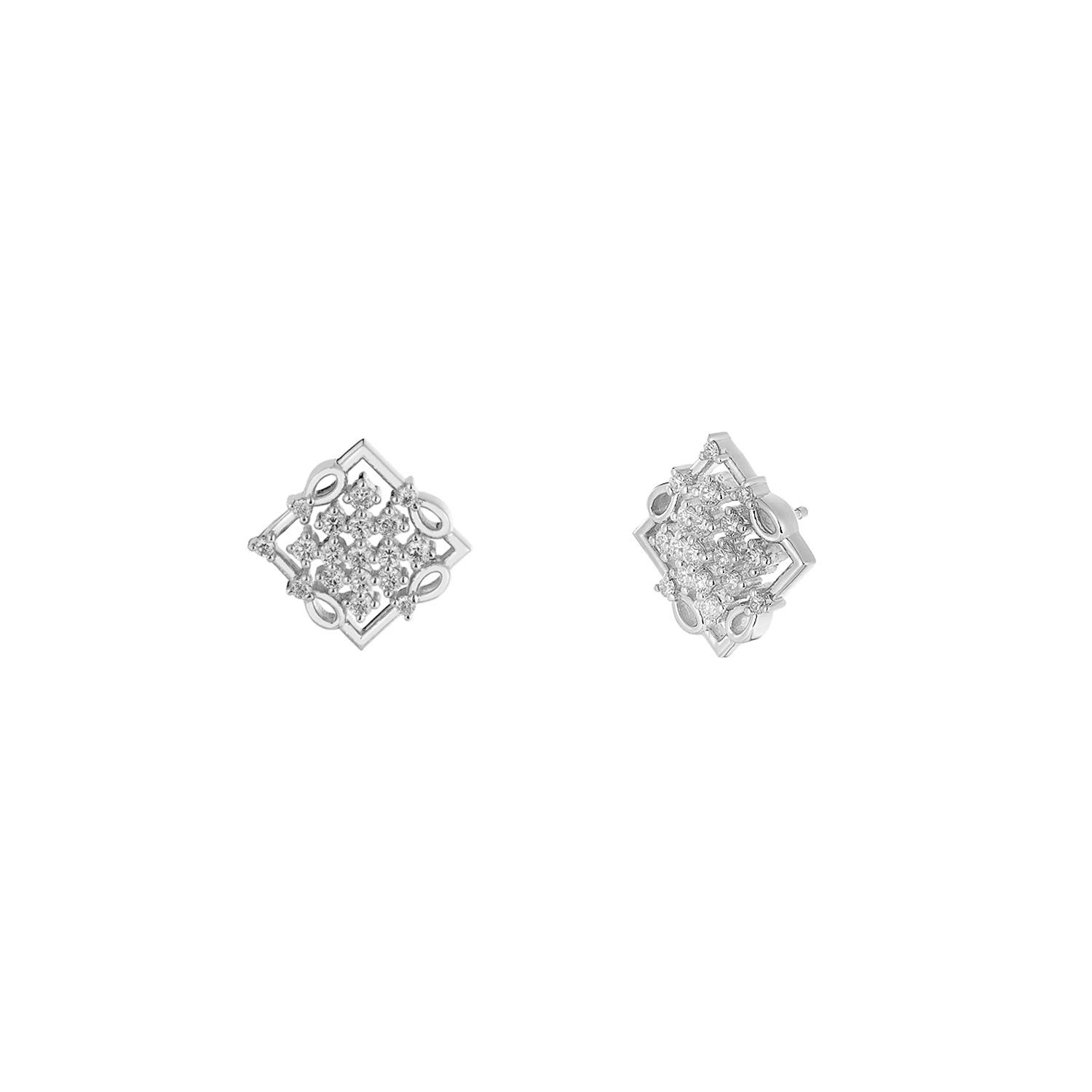 14K White/Yellow Gold Round Natural Diamond  Stud Earrings MZ10335, Colour: 14KWhite