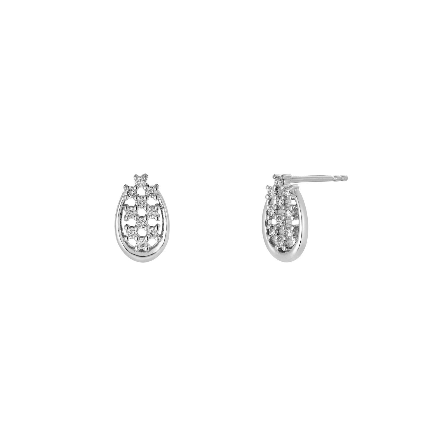 14K White/Yellow Gold Round Natural Diamond  Stud Earrings MZ10362, Colour: 14KWhite