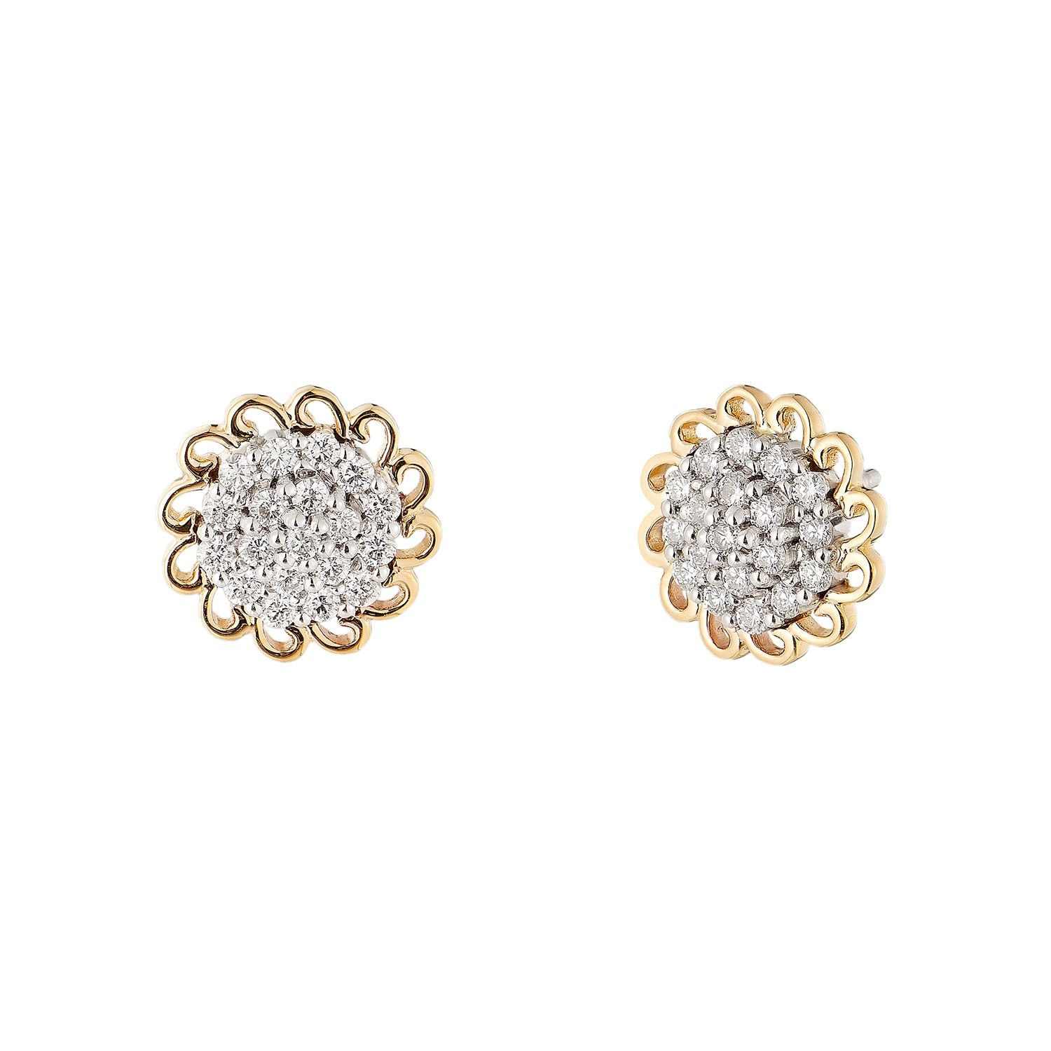 14K White Gold 14K Yellow Gold Natural Diamond  Stud Earrings MZ10352, Colour: 14KW+14KY