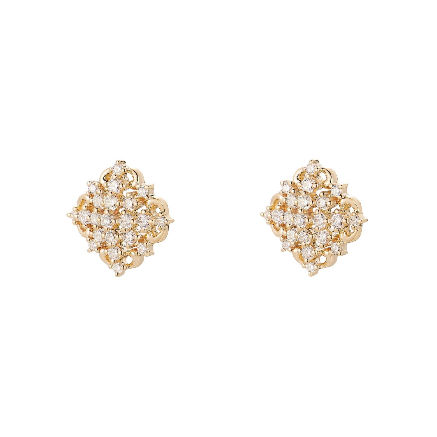 14K White/Yellow Gold Natural Diamond  Stud Earrings MZ10222, Colour: 14KYellow