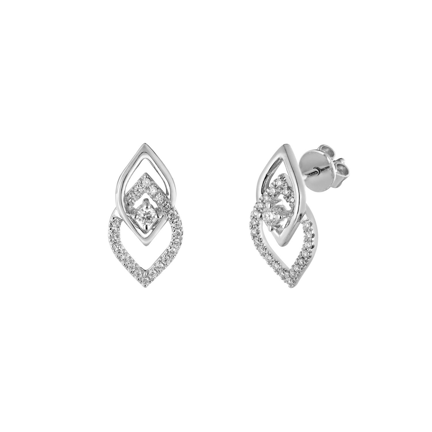 14K White/Yellow Gold Round Natural Diamond  Stud Earrings MZ72000, Colour: 14KWhite