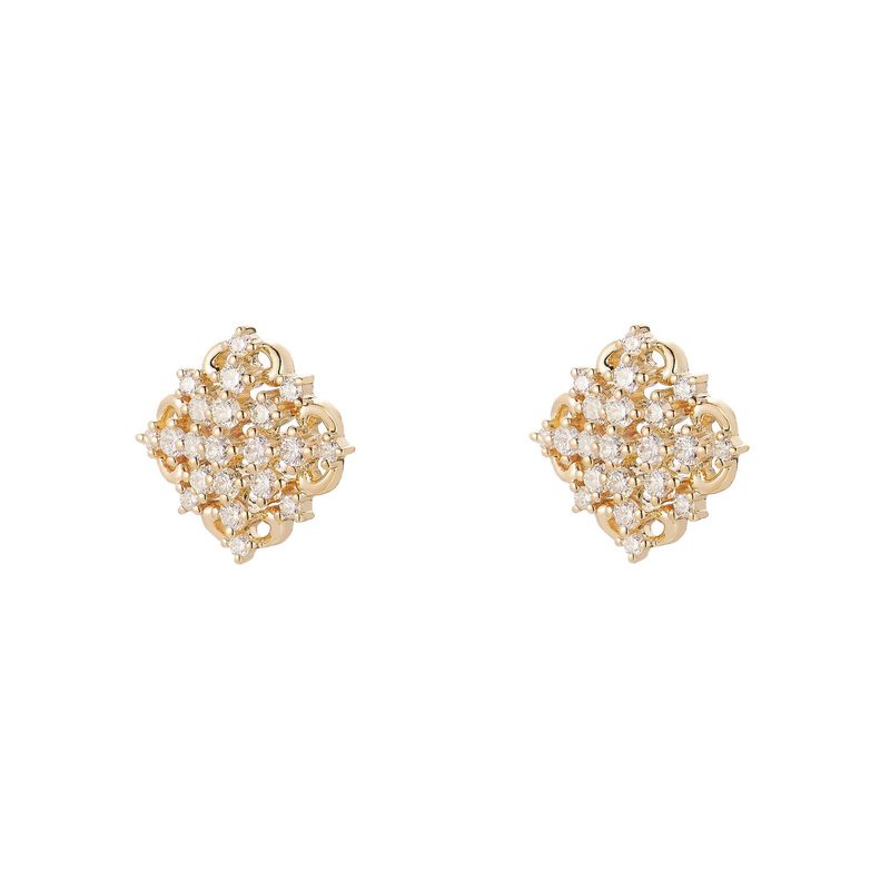 14K White/Yellow Gold Natural Diamond  Stud Earrings MZ10222