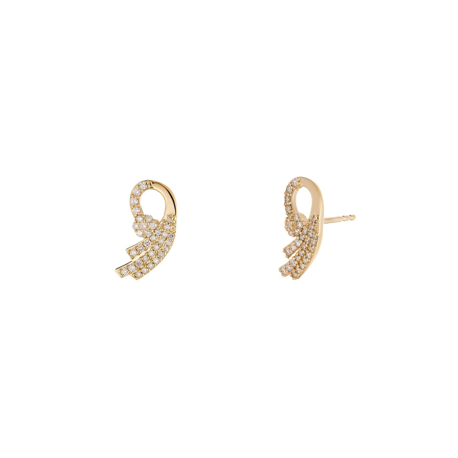14K White/Yellow Gold Round Natural Diamond  Stud Earrings MZ10326, Colour: 14KYellow