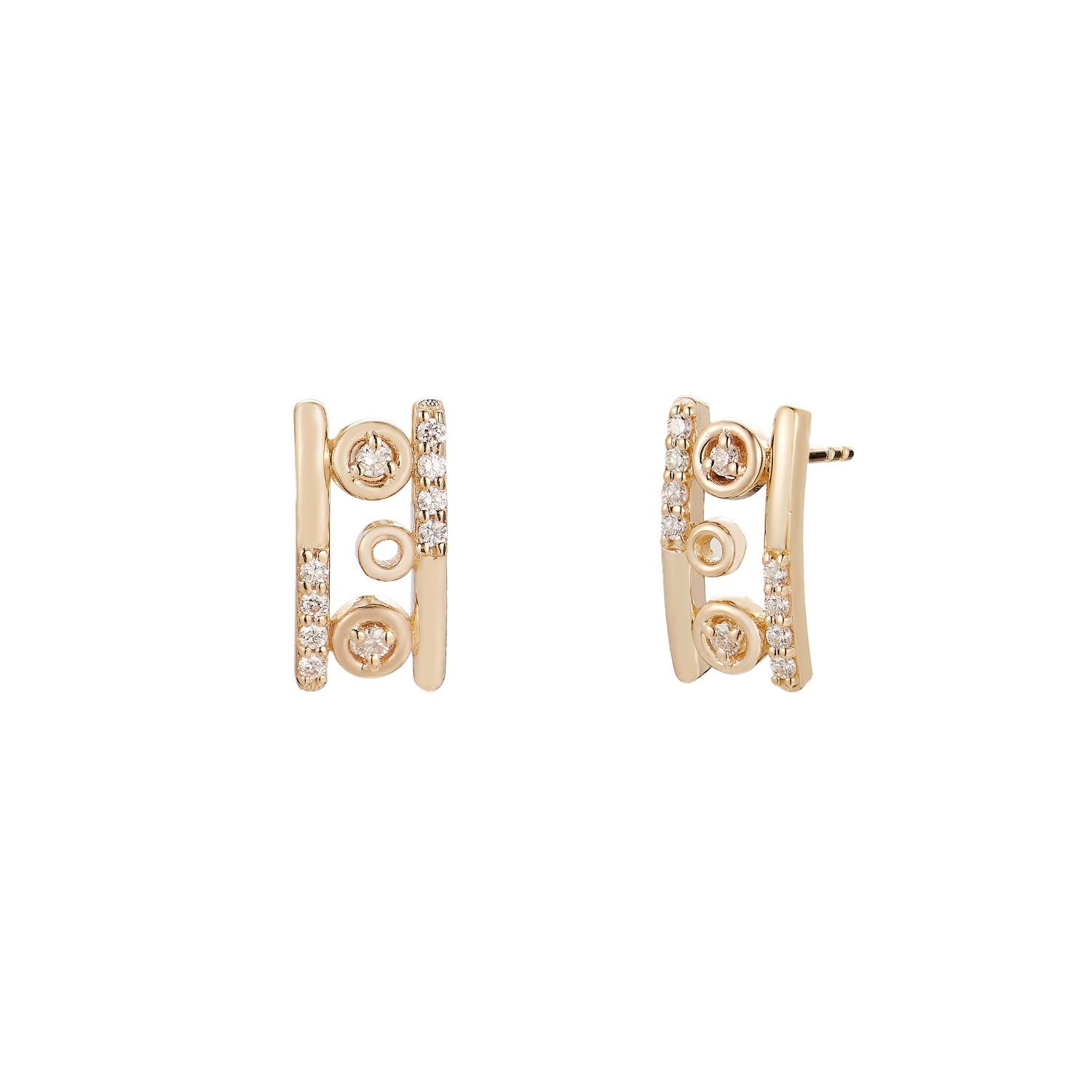 14K Yellow Gold Round Natural Diamond  Stud Earrings MZ10198