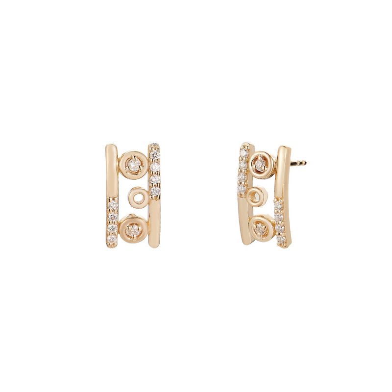 14K Yellow Gold Round Natural Diamond  Stud Earrings MZ10198