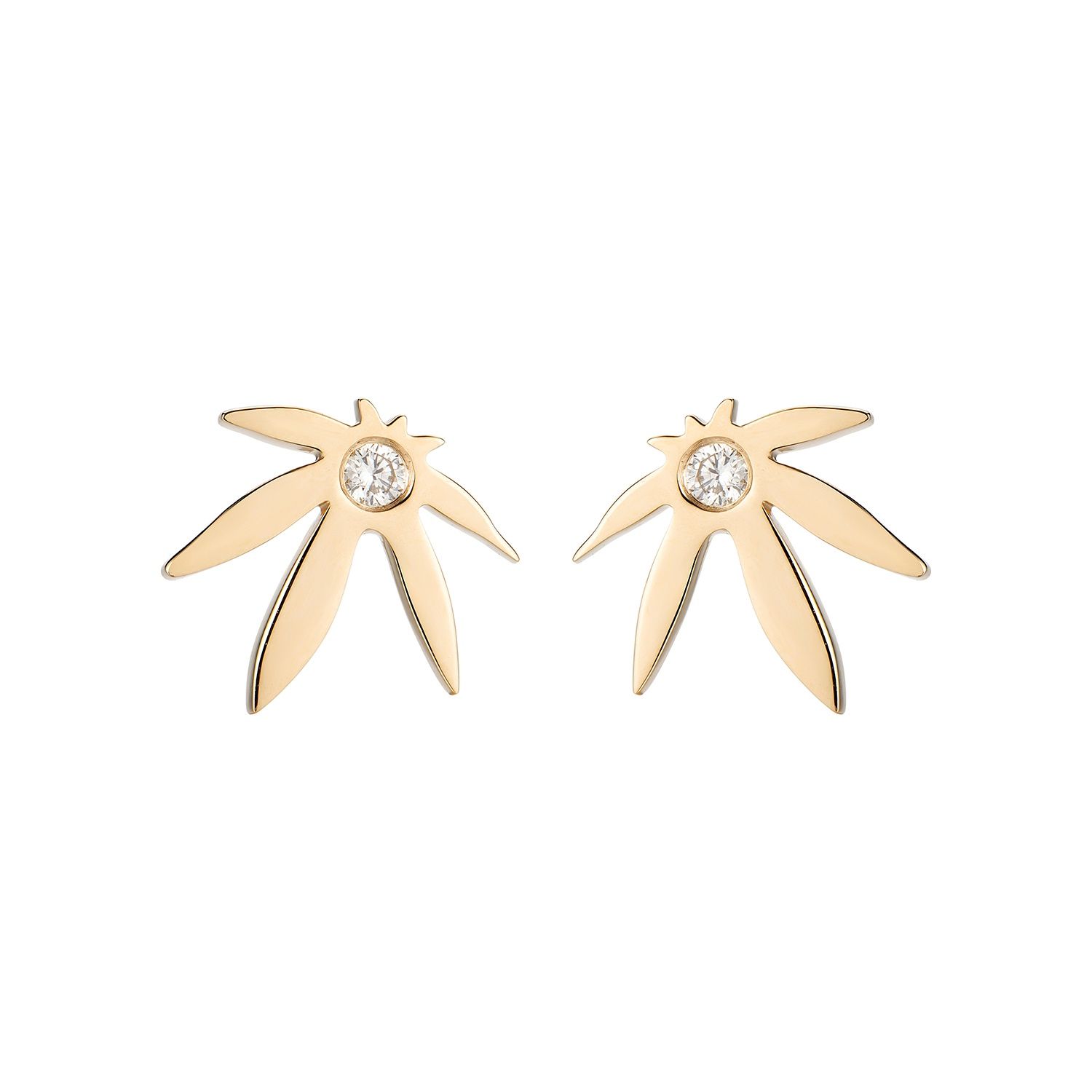 14K Yellow Gold Round Natural Diamond  Stud Earrings MZ5988