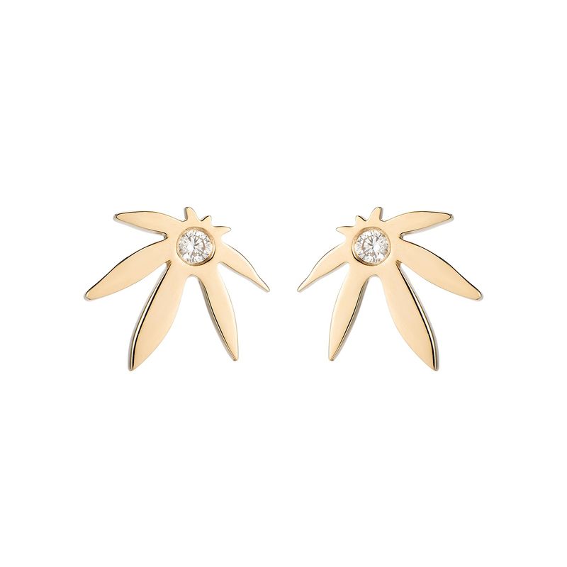 14K Yellow Gold Round Natural Diamond  Stud Earrings MZ5988