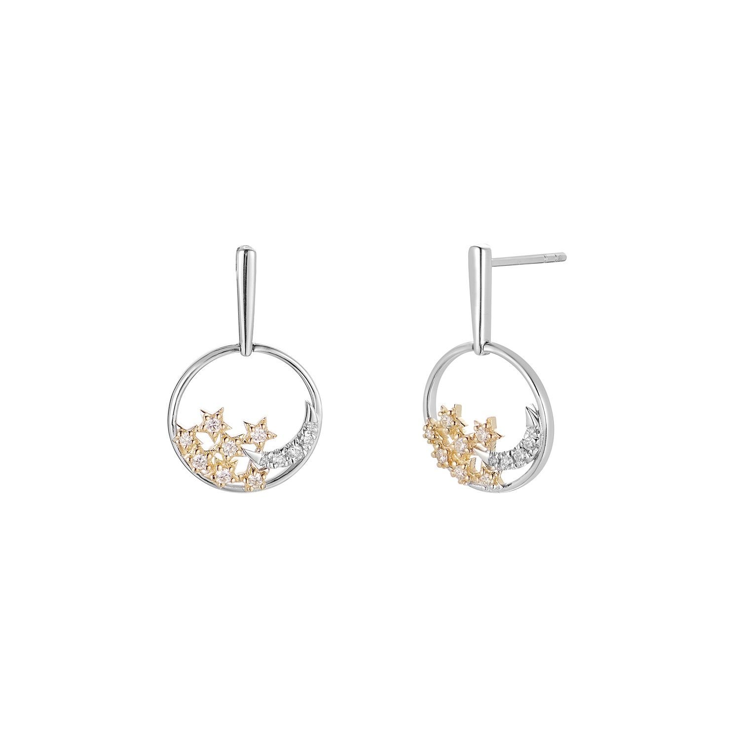 14K White Gold 14K Yellow Gold Natural Diamond  Earring  Stud MZ71535