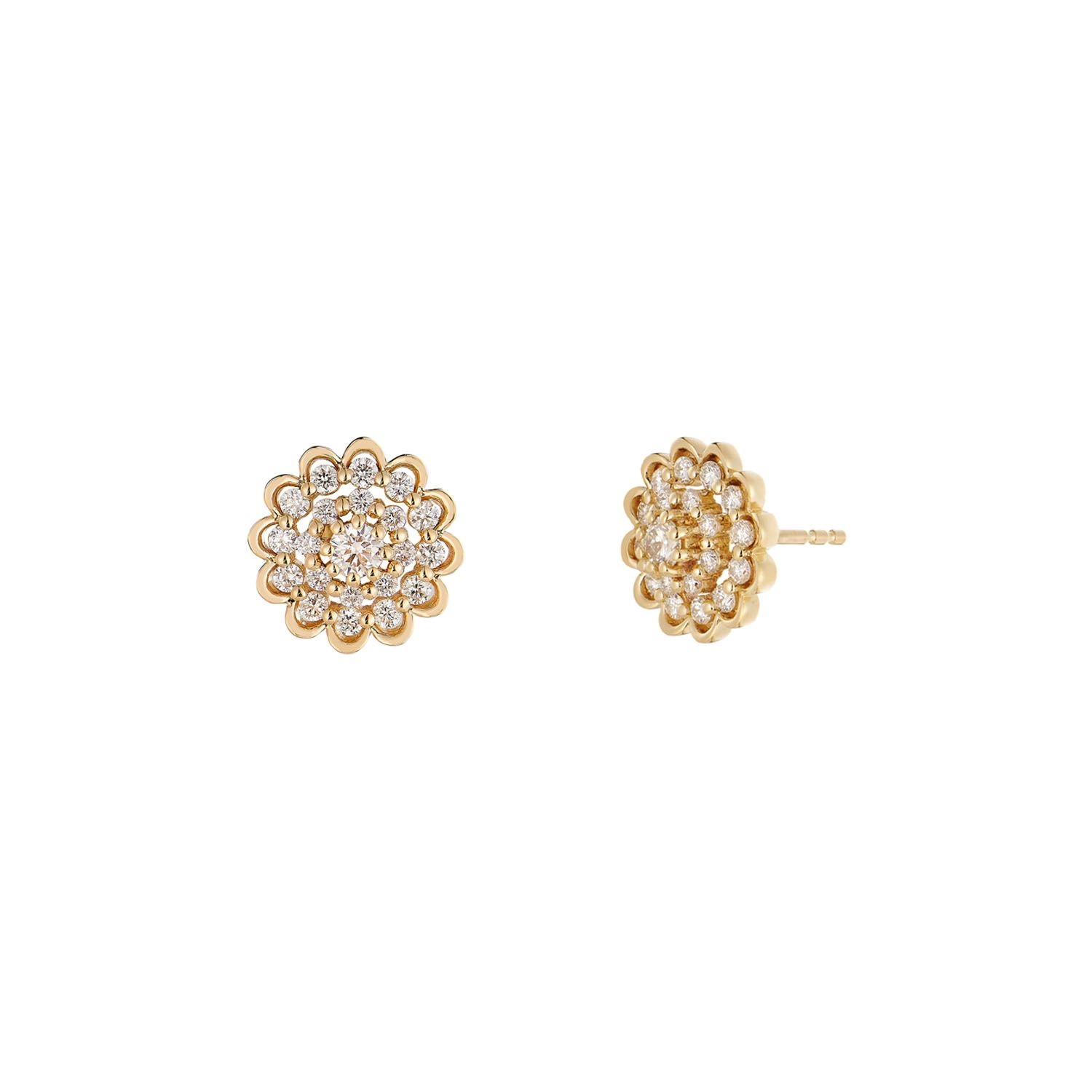 14K White/Yellow Gold Round Natural Diamond  Stud Earrings MZ10343, Colour: 14KYellow