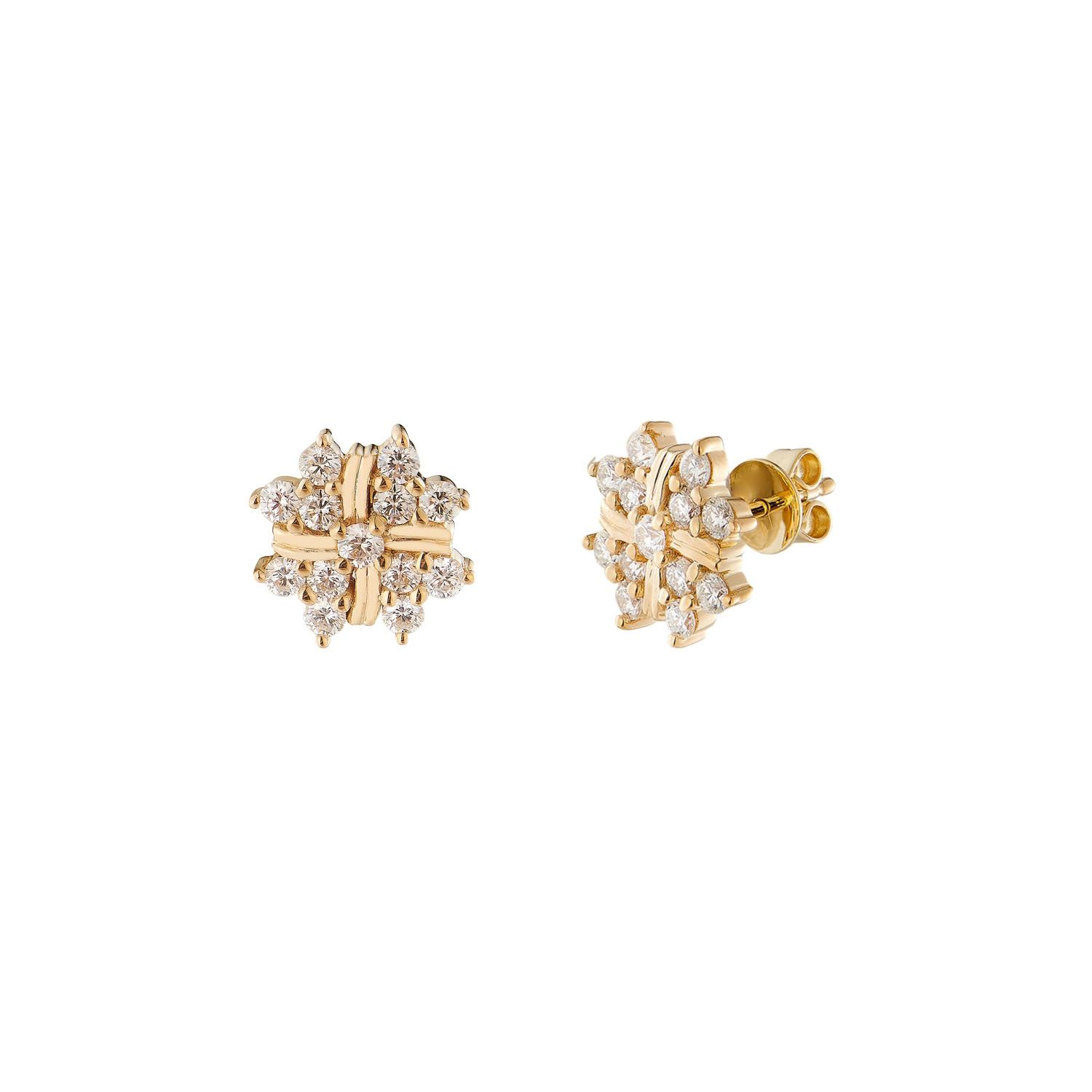 14K White/Yellow Gold Natural Diamond  Stud Earrings MZ10319, Colour: 14KYellow