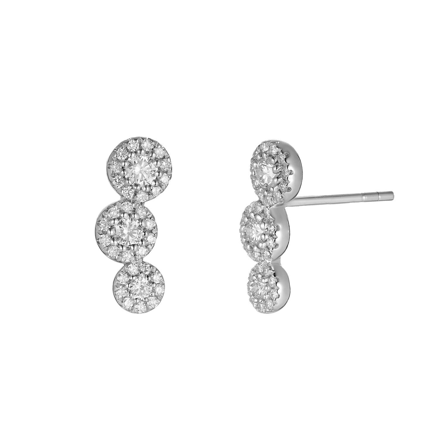 14K White Gold Natural Diamond  Round Stud Earrings MZ71521