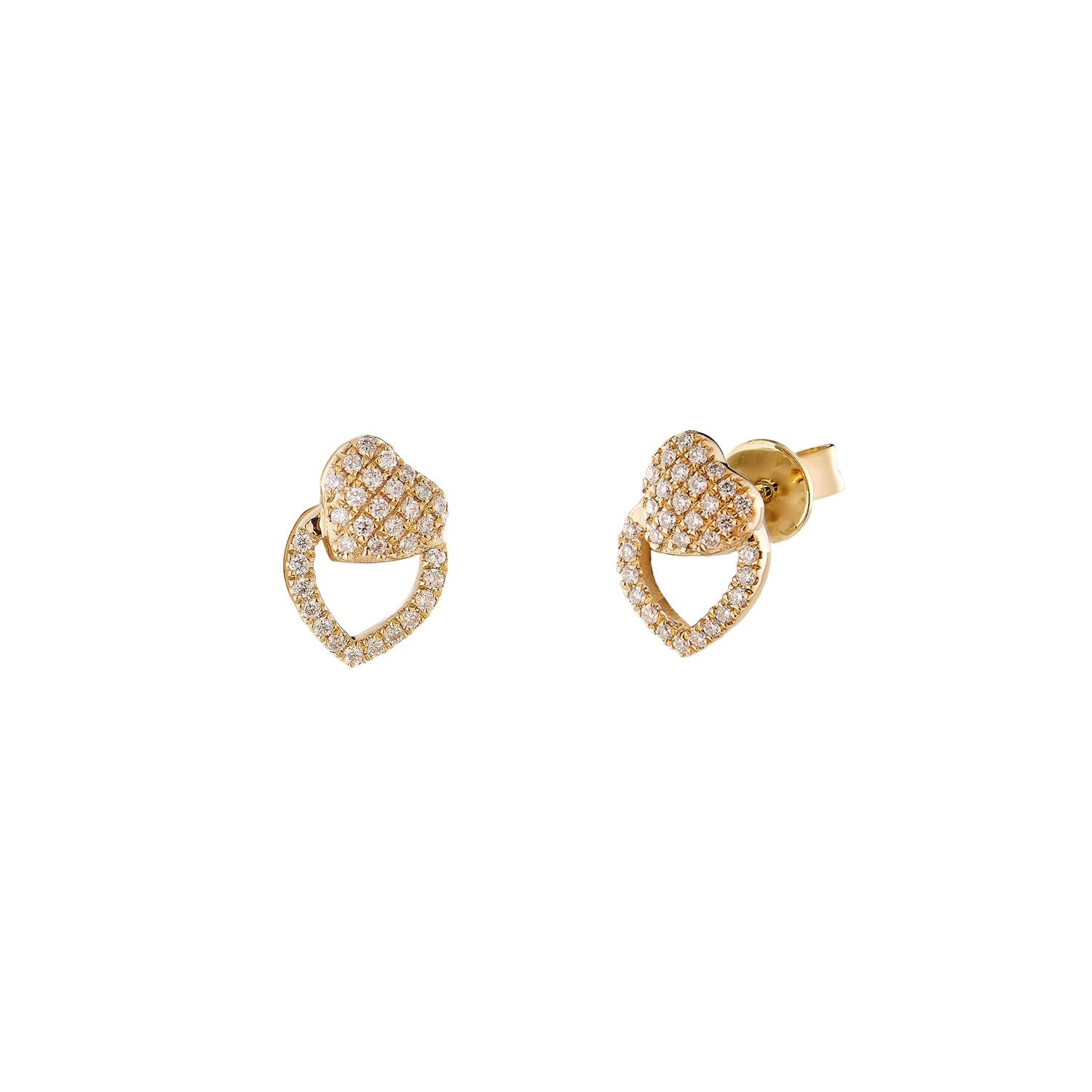 14K White/Yellow Gold Natural Diamond  Round Stud Earrings MZ10306, Colour: 14KYellow