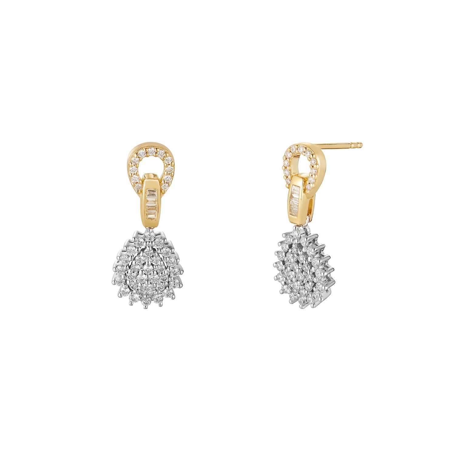 14K White Gold 14K Yellow Gold Natural Diamond  Stud Earrings MZ71779
