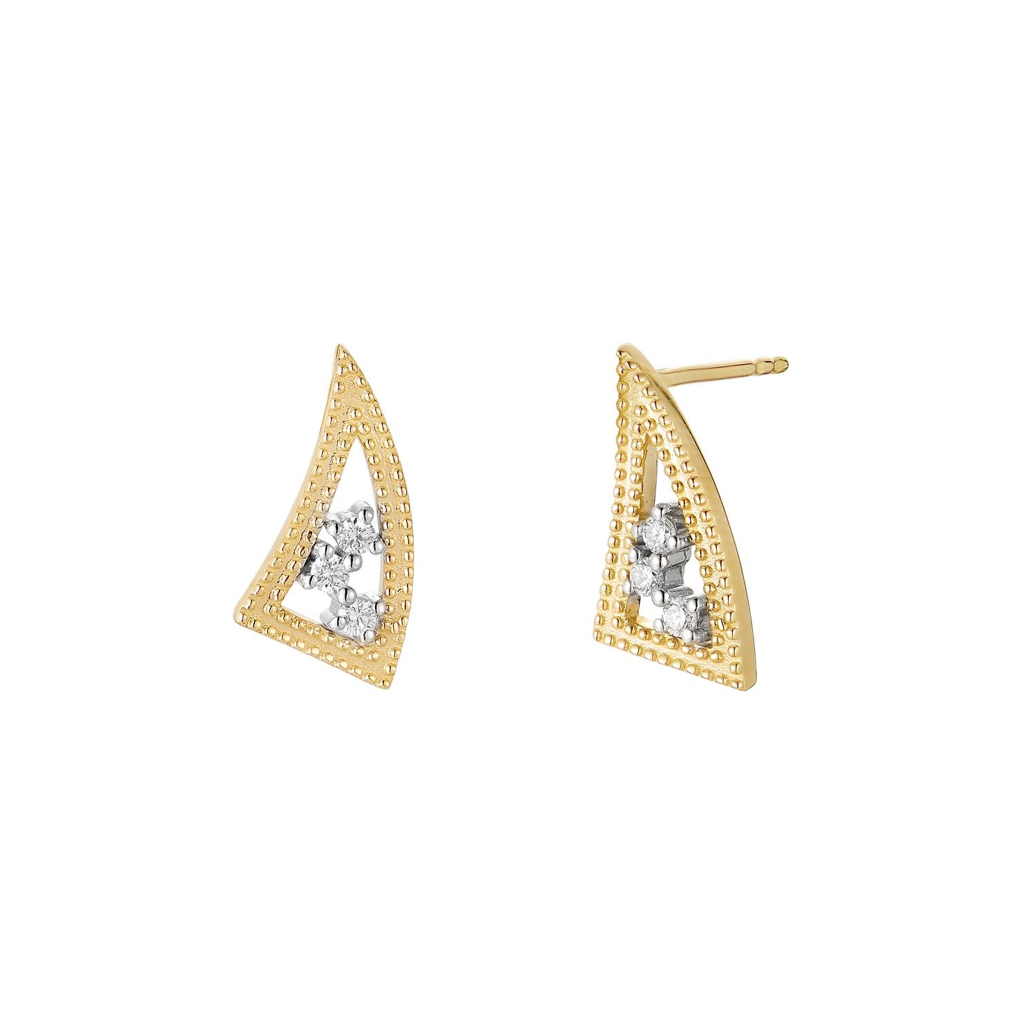 14K White Gold 14K Yellow Gold Natural Diamond  Stud Earrings MZ10172