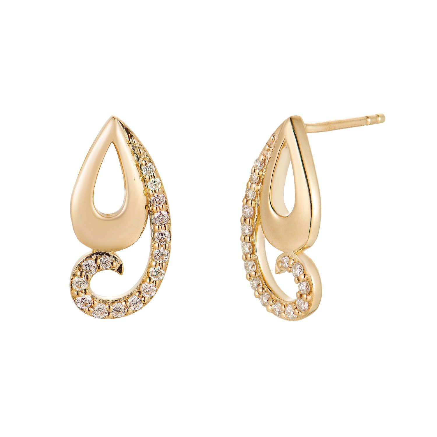 14K Yellow Gold Natural Diamond  Stud Earrings MZ10165