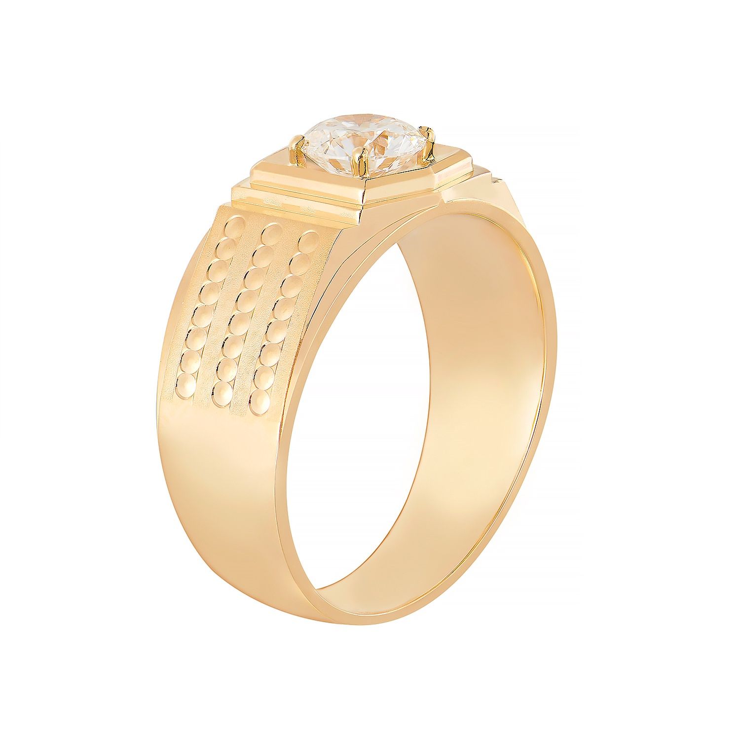 14K Yellow Gold Round Center Lab Grown Diamond Men’s Ring NJ150E, Colour: Yellow