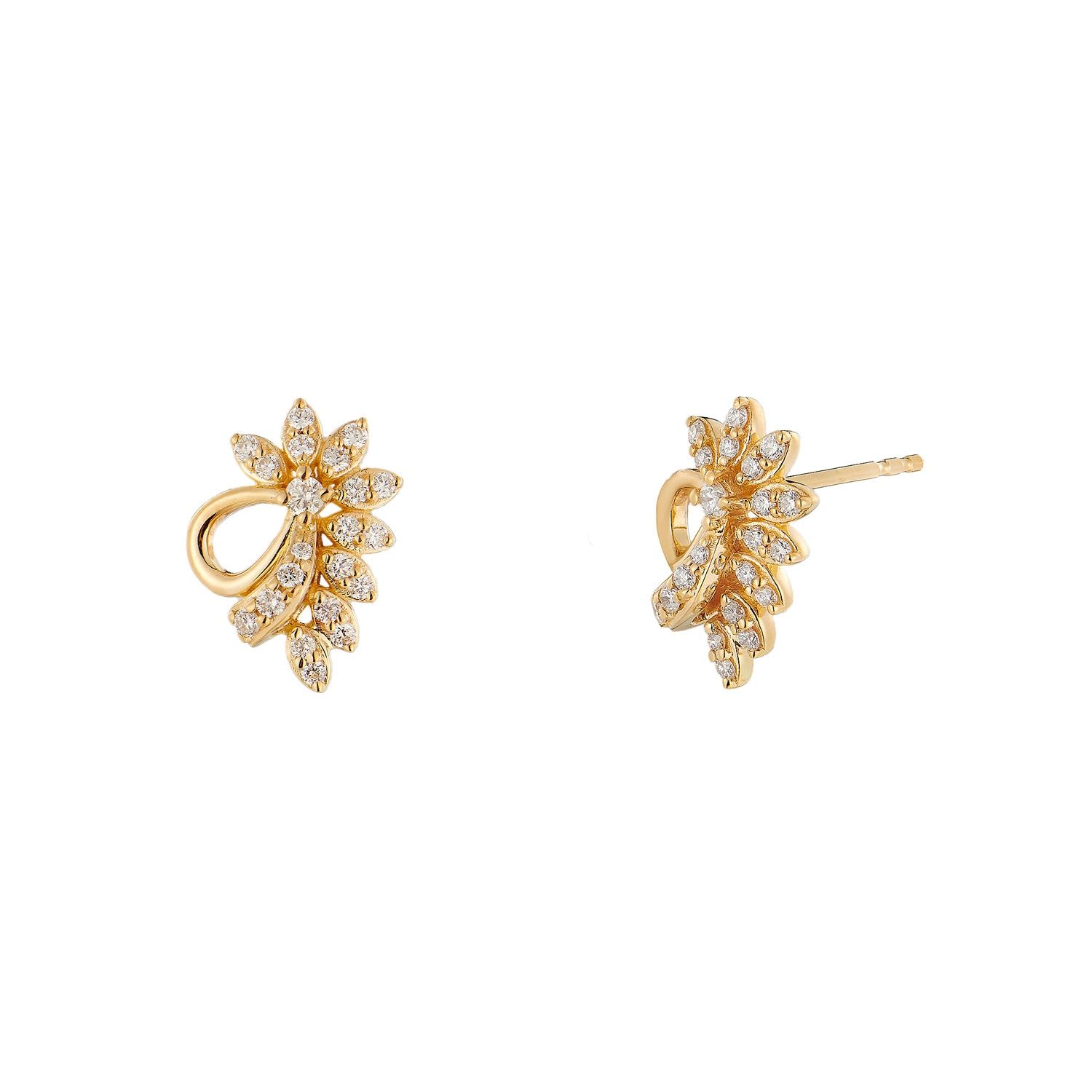 14K Yellow Gold Natural Diamond  Stud Earrings MZ72062
