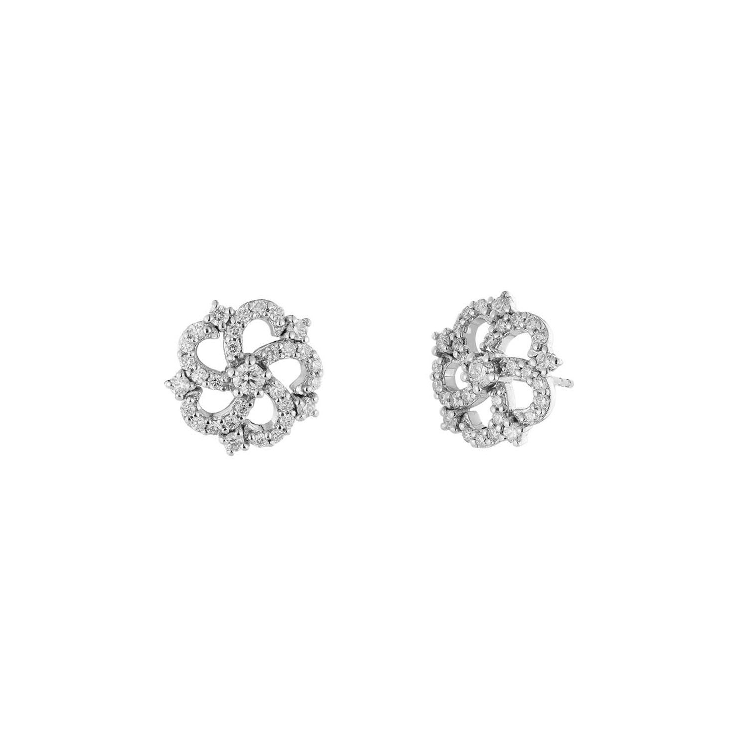 14K White Gold Natural Diamond  Round Stud Earrings MZ72069