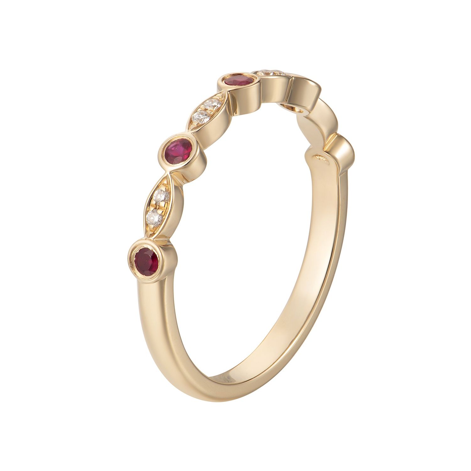 14K White/Yellow Gold Natural Round Color Gem Wedding Band MZ1003, main stone: 14KY-1.85g-0.194ct-Ruby