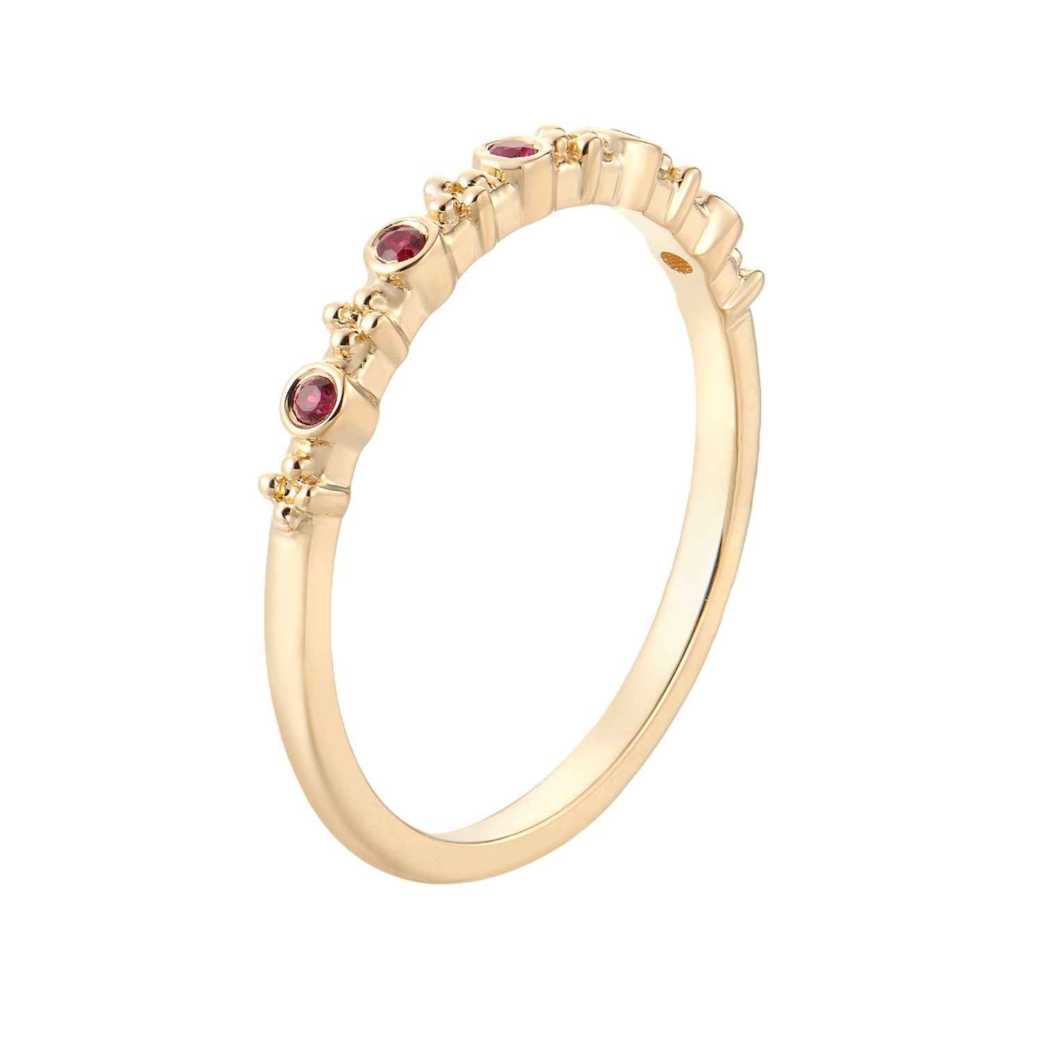 14K White/Yellow Gold Natural Round Color Gem Wedding Band  MZ5238, main stone: 14KY-1.65g-0.065ct-Ruby