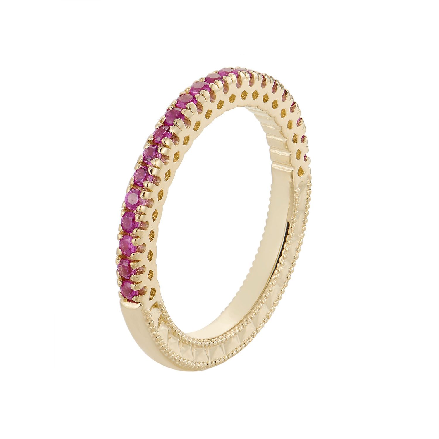14K White/Yellow Gold Natural Round Color Gem Wedding Band MZ1713, main stone: 14KY-3.33g-0.388ct-Ruby