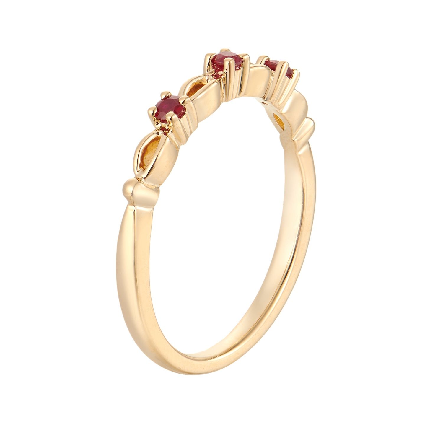 14K White/Yellow Gold Natural Round Color Gem Wedding Band MZ1716, main stone: 14KY-2.05g-0.115ct-Ruby