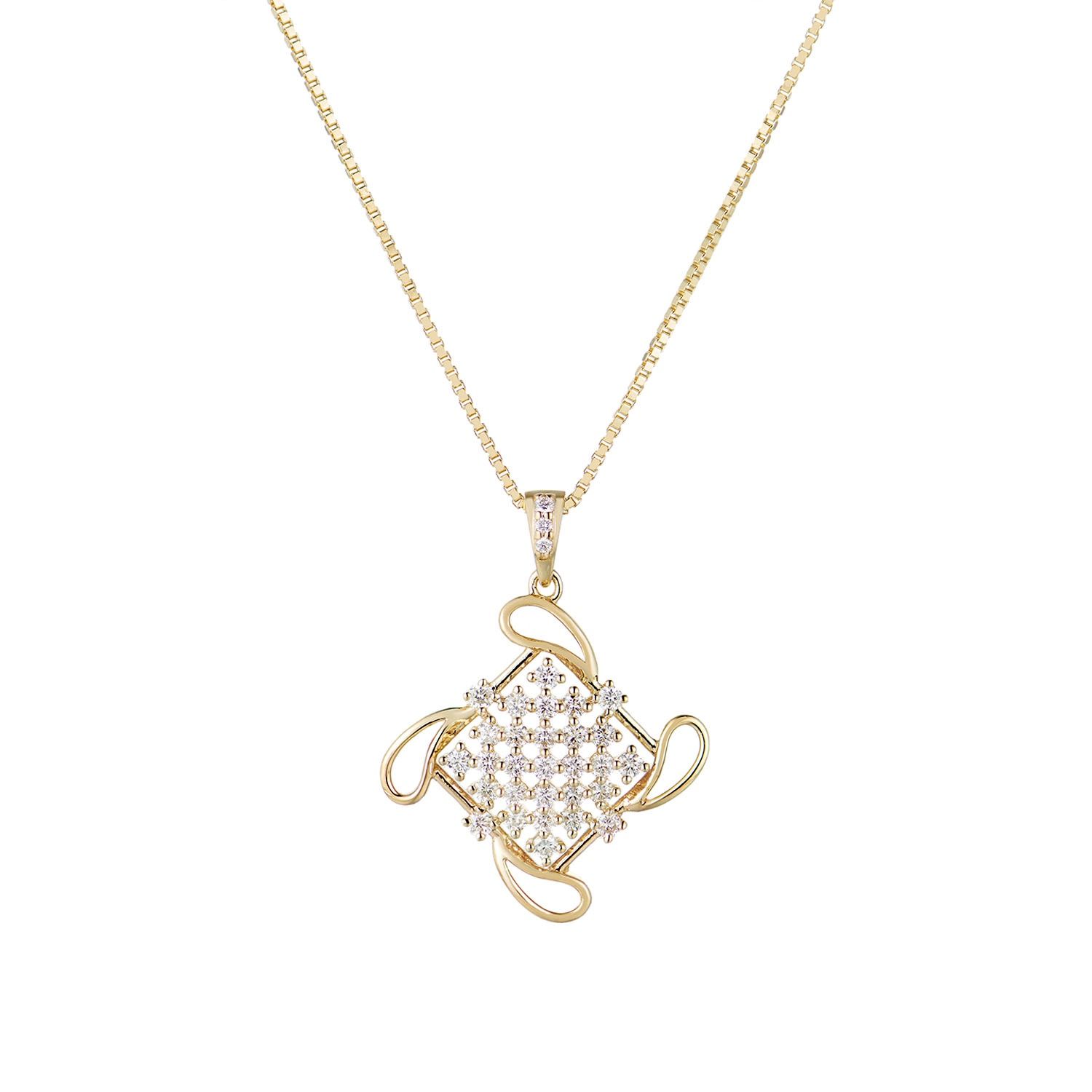 14K White/Yellow Gold Natural Diamond  Pendant Necklace MZ71937