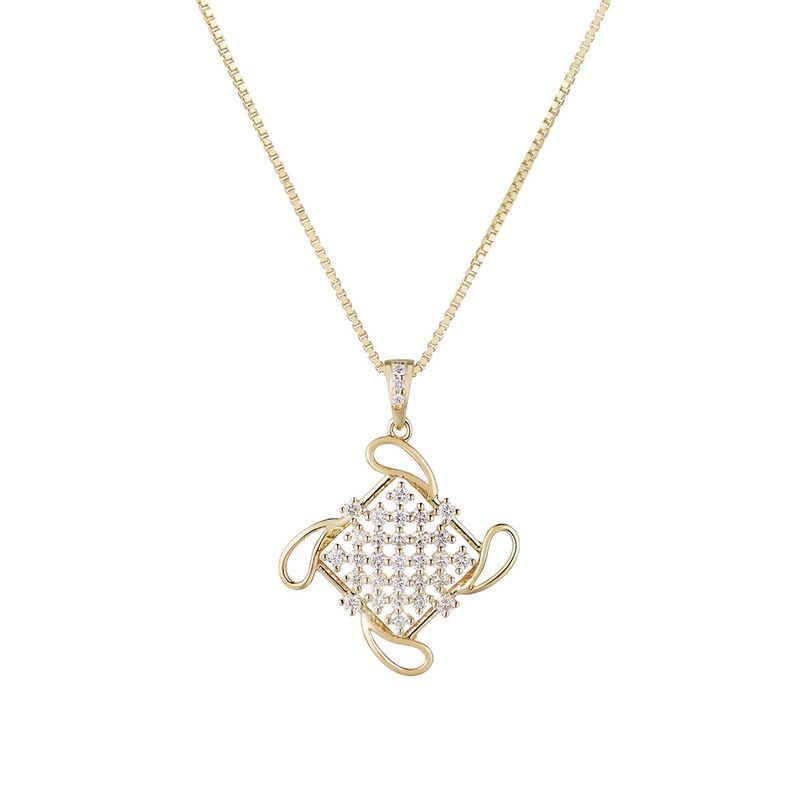14K White/Yellow Gold Natural Diamond  Pendant Necklace MZ71937