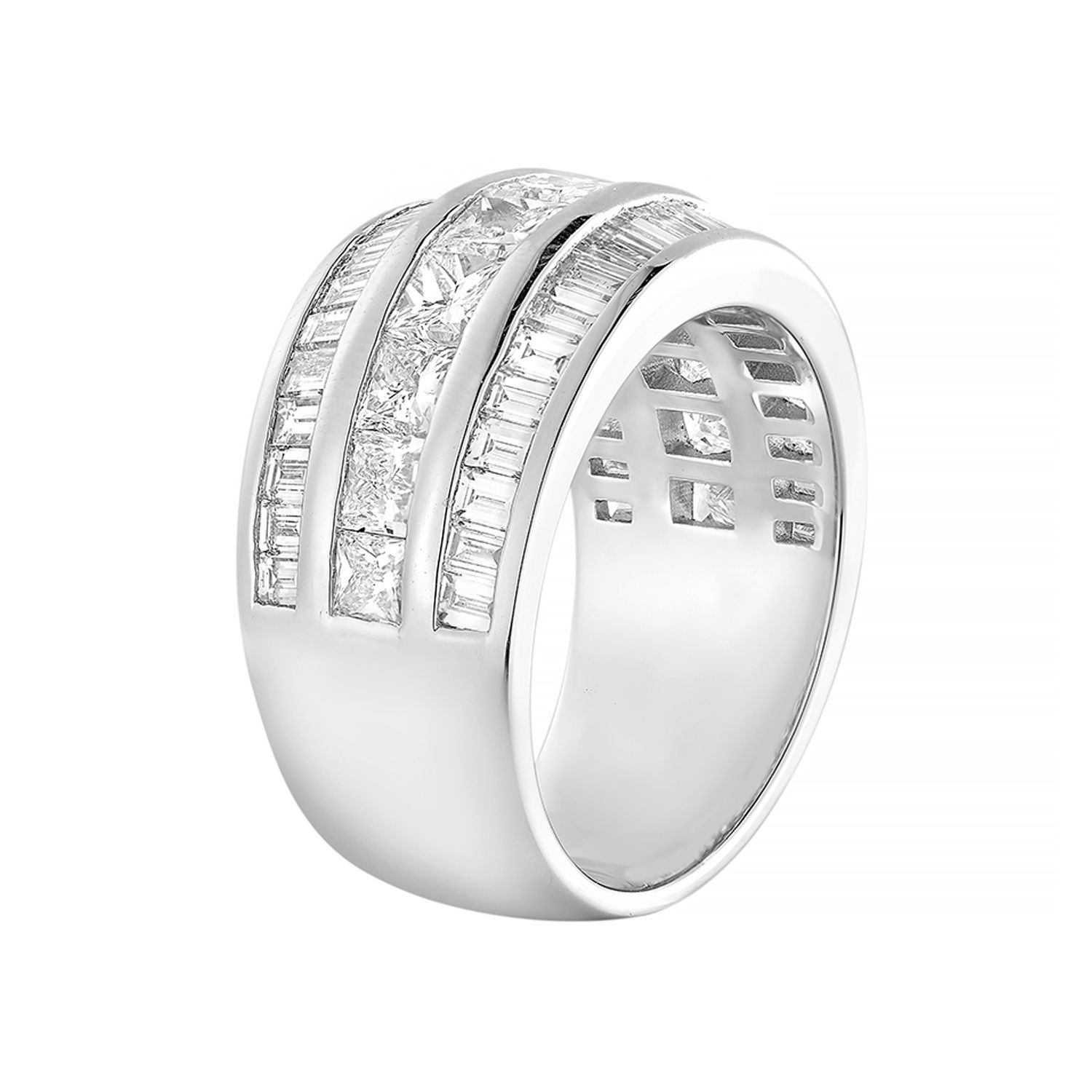 14K White Gold Princess And Baguette Lab Grown Diamond Band MZ8056