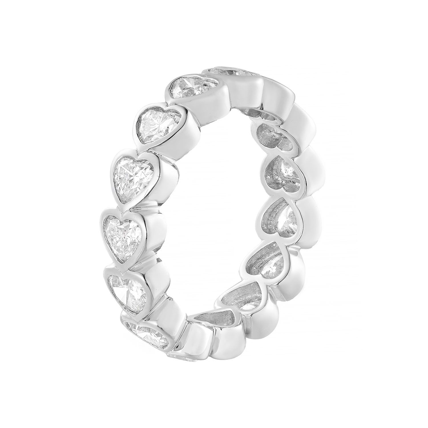 14K White/Yellow Gold Heart Lab Grown Diamond Eternity Band MZ30017, Colour: White