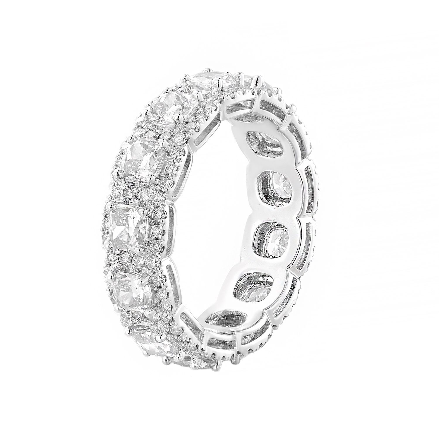 14K White Gold Cushion And Round Lab Grown Diamond Band MZ30042