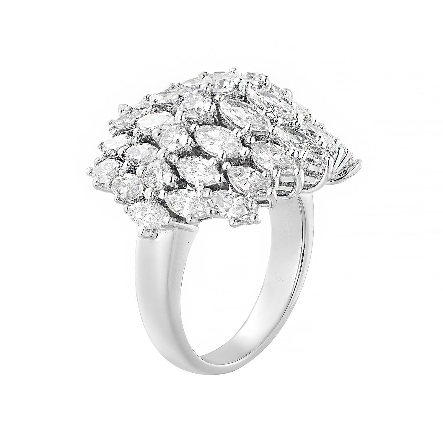 14K White Gold Marquise And Round Lab Grown Diamond Ring MZ30047