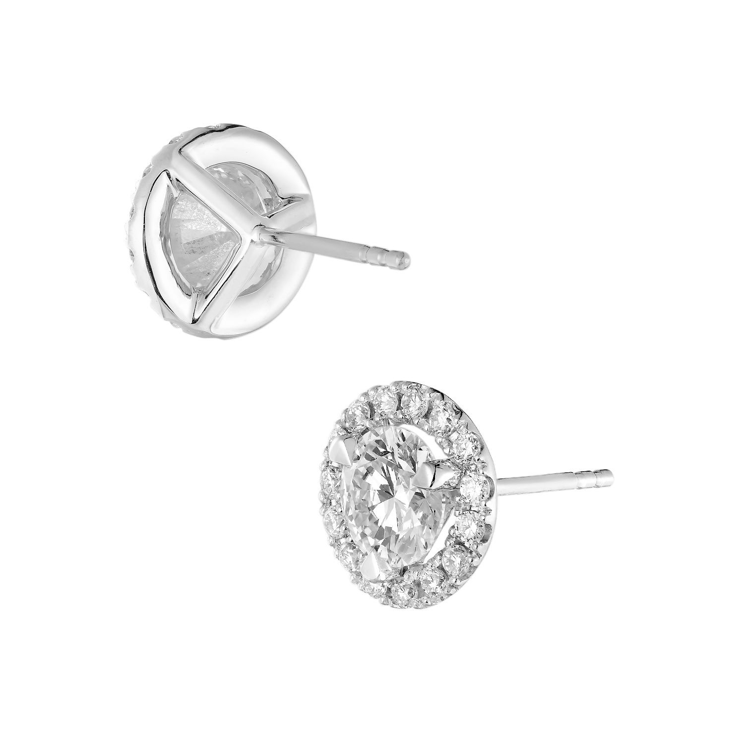14K White Gold Round  Lab Grown Diamond Halo Earring Stud MZ71523