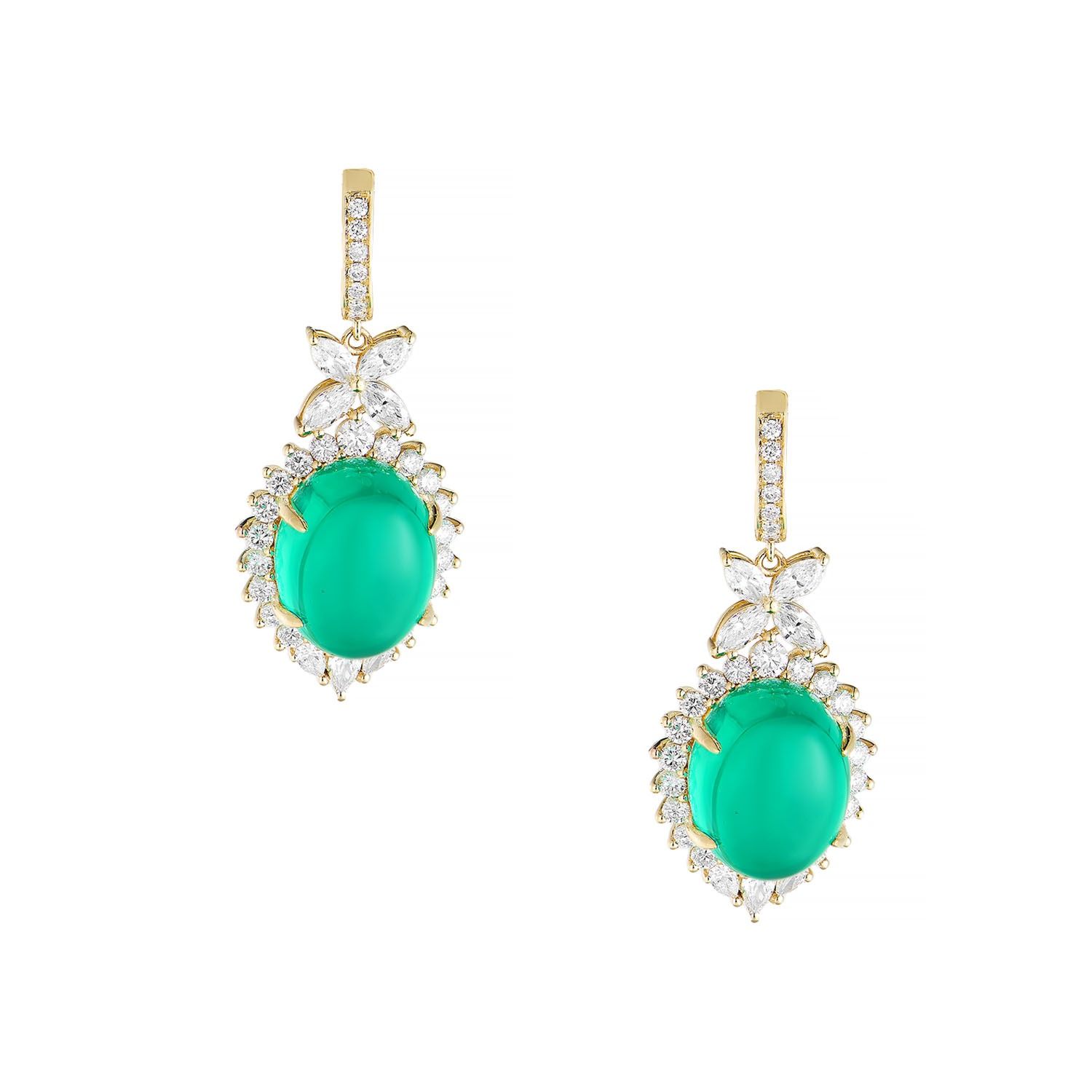 14K White/Yellow Gold Lab Grown Emerald Diamond Earring MZ2475, Colour: Yellow