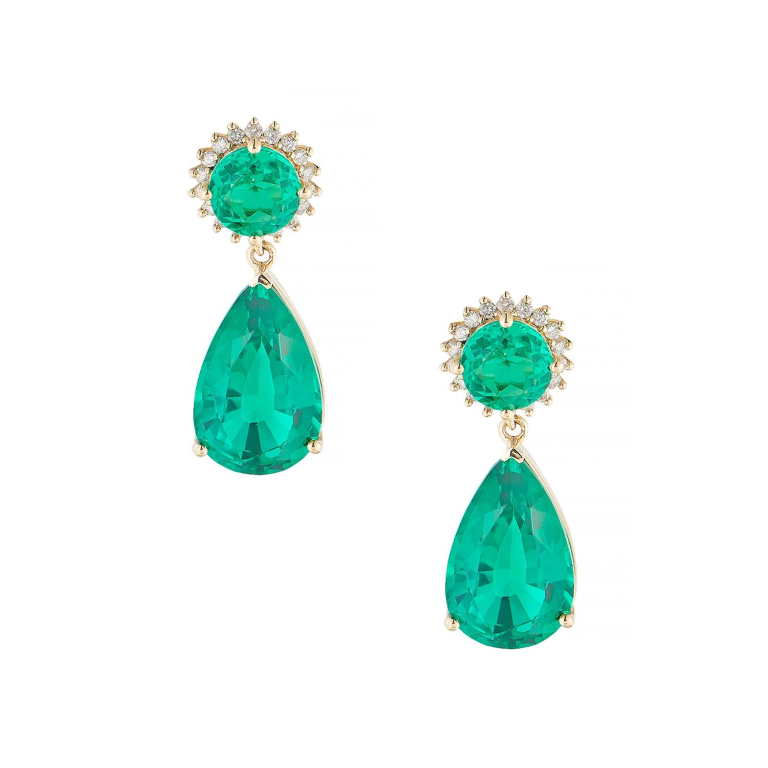 14K White/Yellow Gold Lab Grown Emerald Diamond Earring MZ2476, Colour: Yellow