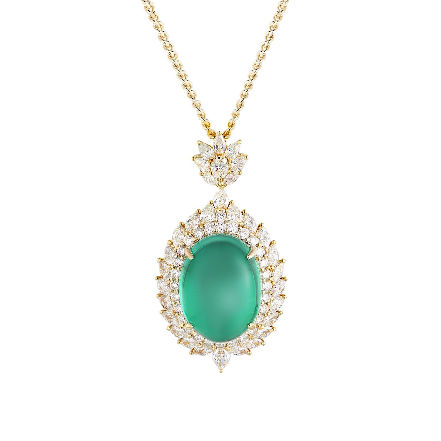 14K White/Yellow Gold Lab Grown Emerald Diamond Necklace MZ2480, Colour: Yellow
