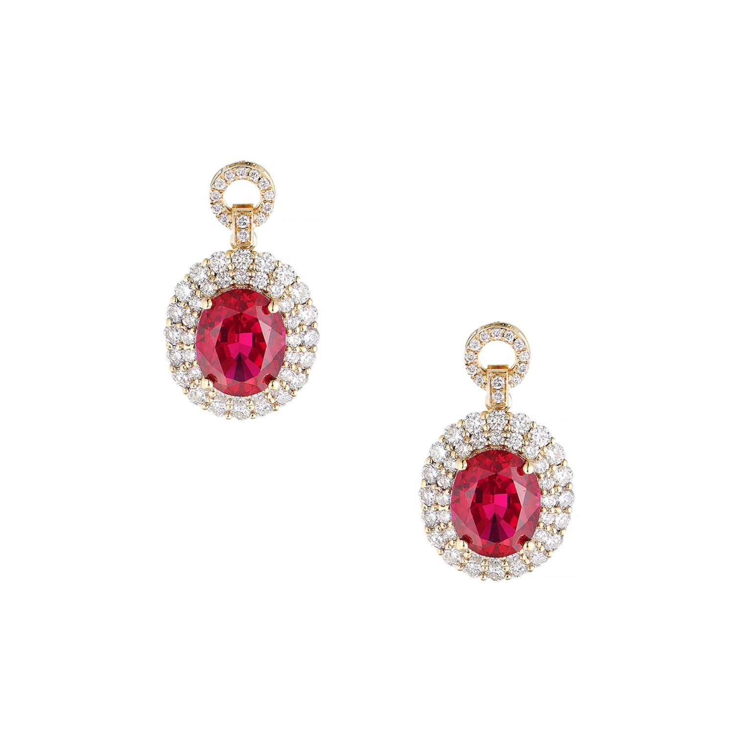 14K White/Yellow Gold Lab Grown Ruby Diamond Earring MZ2485, Colour: Yellow