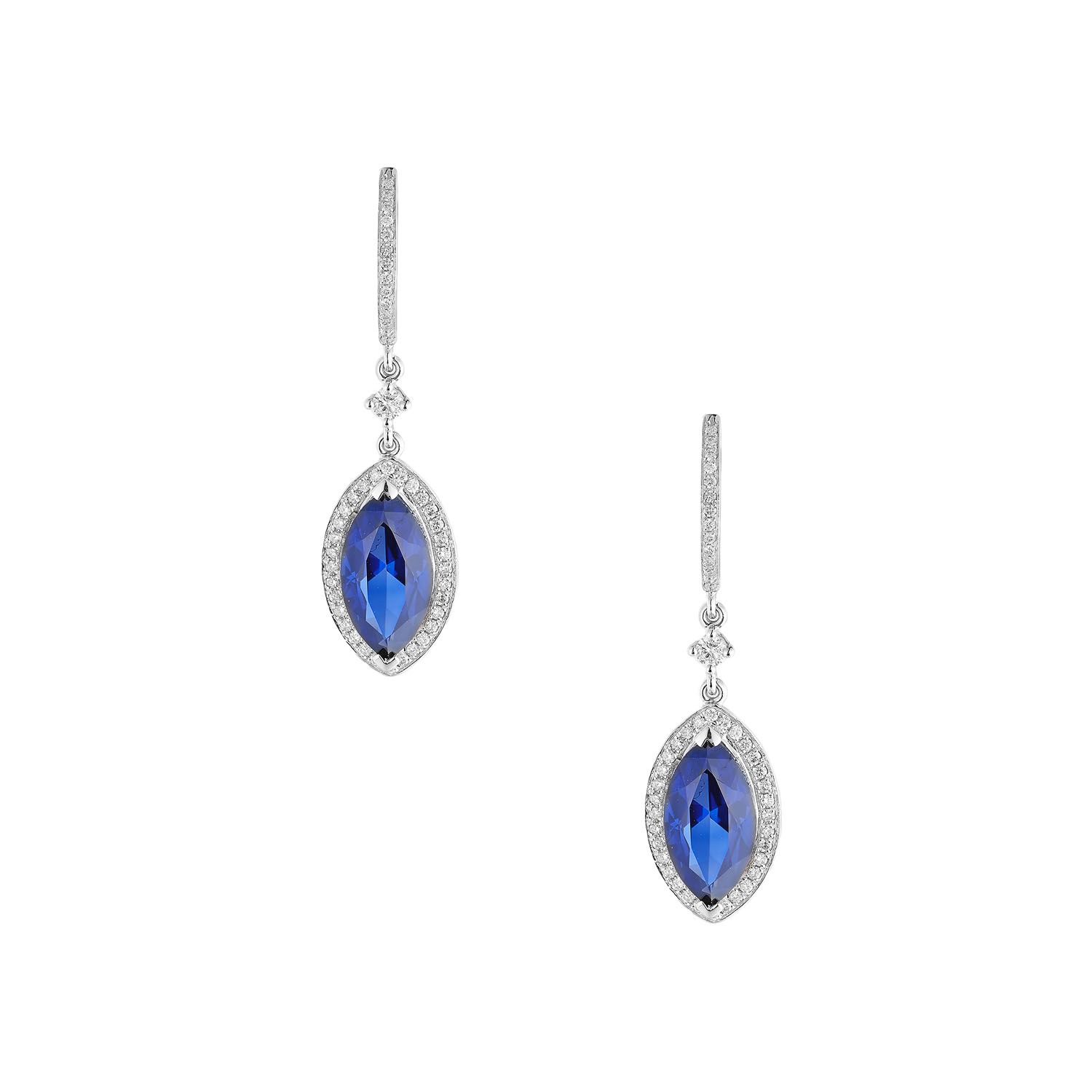 14K White Gold Lab Grown Sapphire Diamond Earring MZ2483