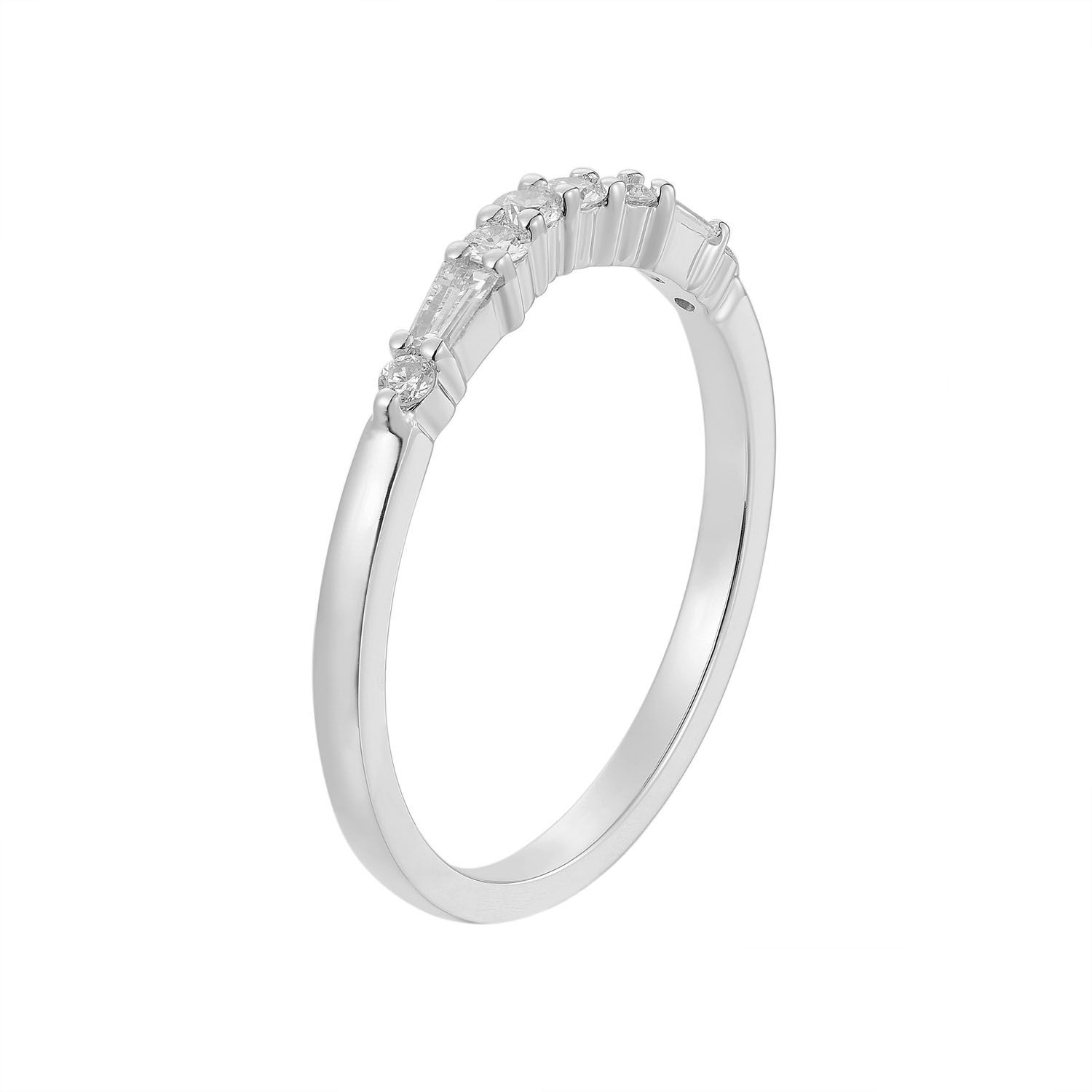 14K White/Yellow Gold Anniversary Natural Diamond Curved Band MZ6260, Colour: 14KW-1.83g-0.244ct-ND