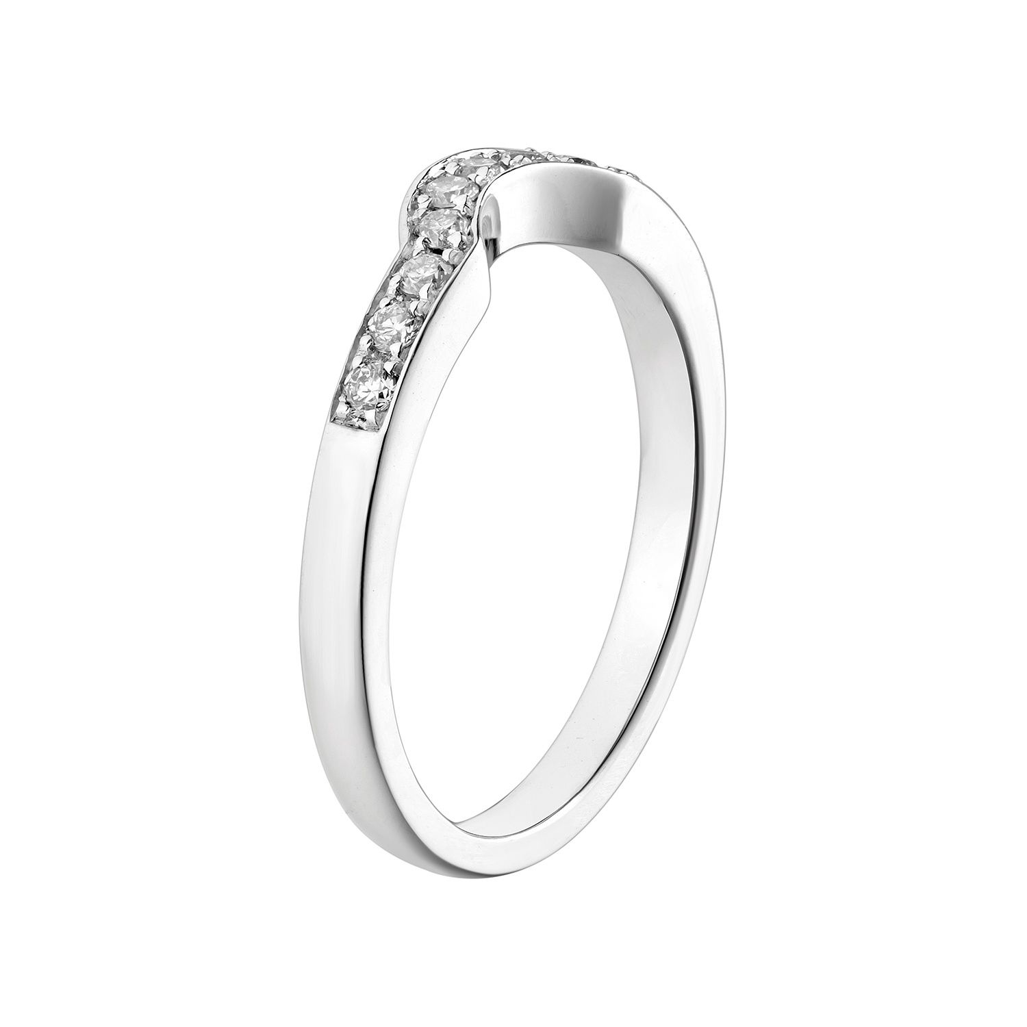 14K White/Yellow Gold Anniversary Natural Diamond Curved Band MZ6284-6.5#, Colour: 14KW-2.83g-0.181ct-ND